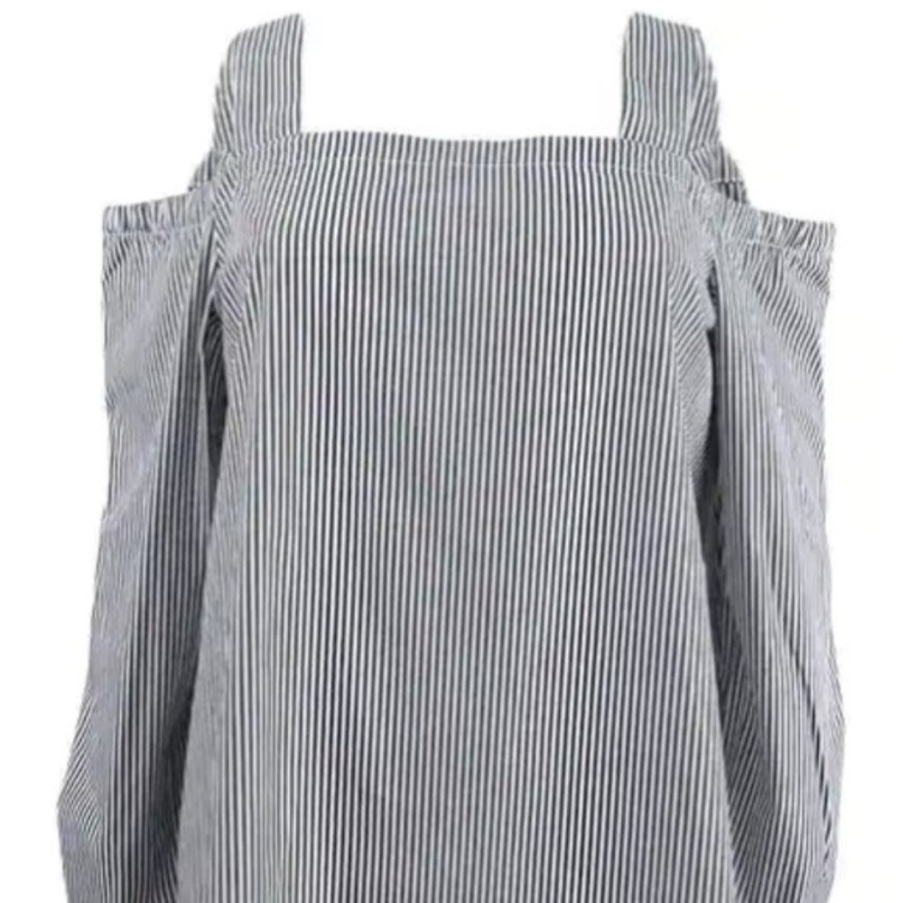 Jessica Simpson | Plus Size Pinstripe Cold Shoulder Blouse | Size 3X
